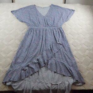 J.Crew V-Neck High Low Ruffle Hem Dress Womens Extra Large Floral Print